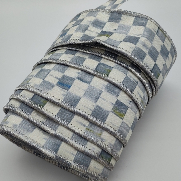 MacKenzie-Childs Other - MacKenzie-Childs Courtly Check Ribbon Sterling Silver Wired 2” Wide 3 Yards